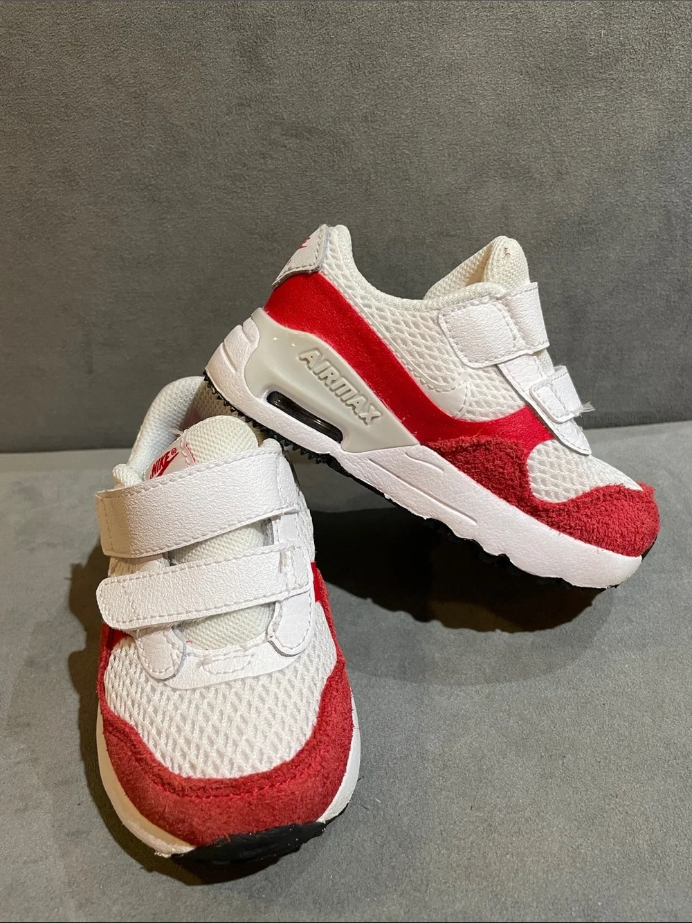Nike Air Max 6C Sneakers Baby Toddler White Red Hook & Loop Athletic Shoes